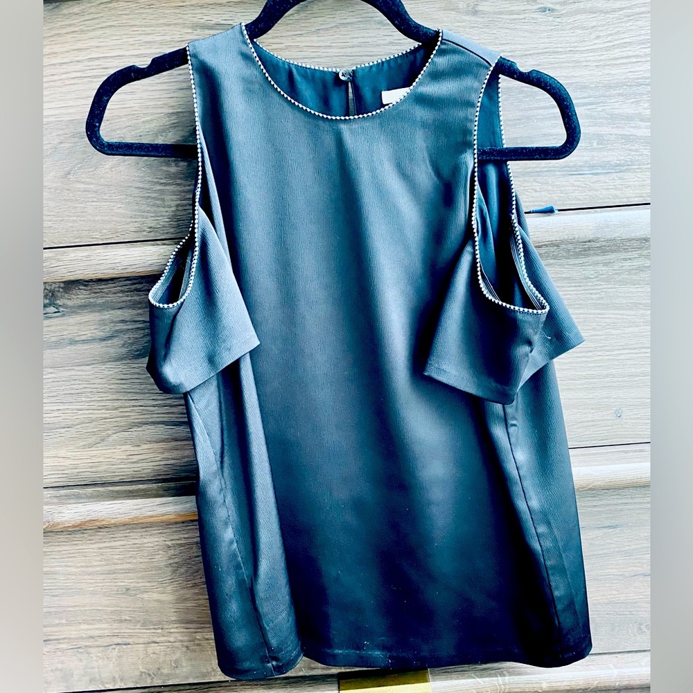 Cooper & Ella Black Shoulder Cut Out Blouse - Size M